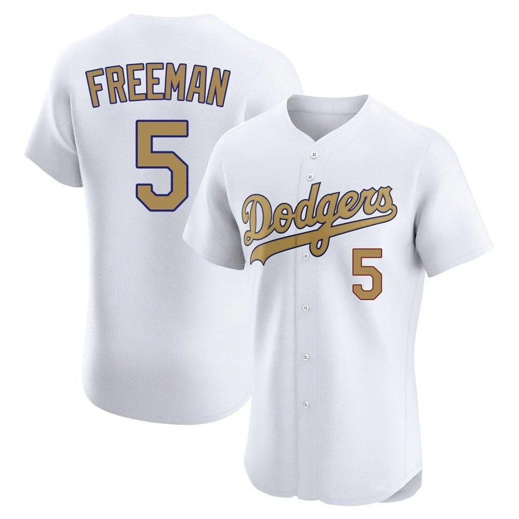 Pouc LA.Dodgers #5 Freddie Freeman Player White Limited Elite Home Stitched Jerseys