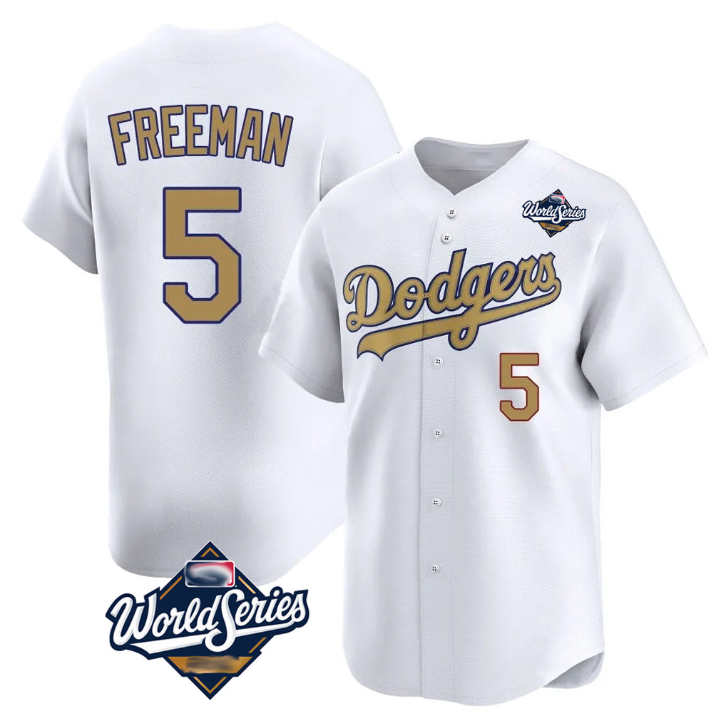 Pouc LA.Dodgers #5 Freddie Freeman Player White World Series Collection Limited Home Stitched Jerseys