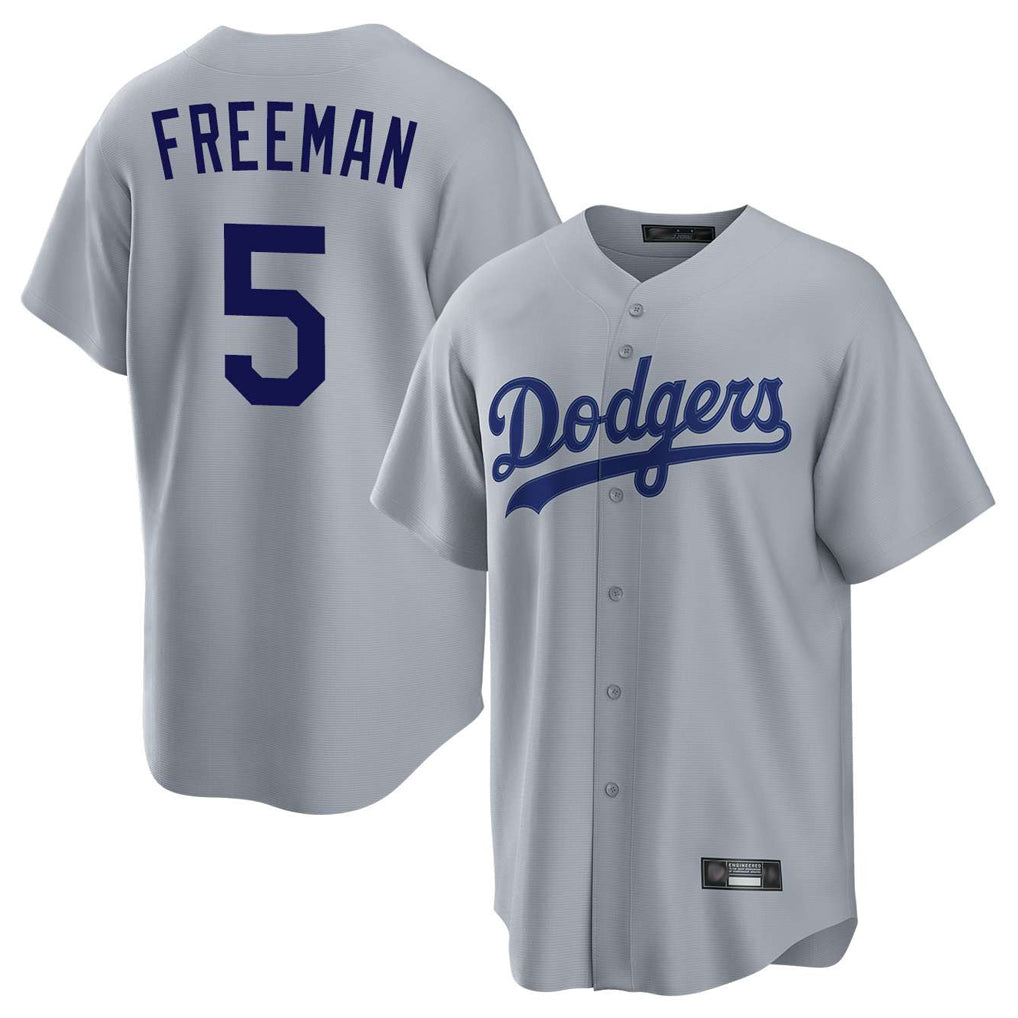 Pouc LA.Dodgers #5 Freddie Freeman Player Gray Game Stitched Jerseys