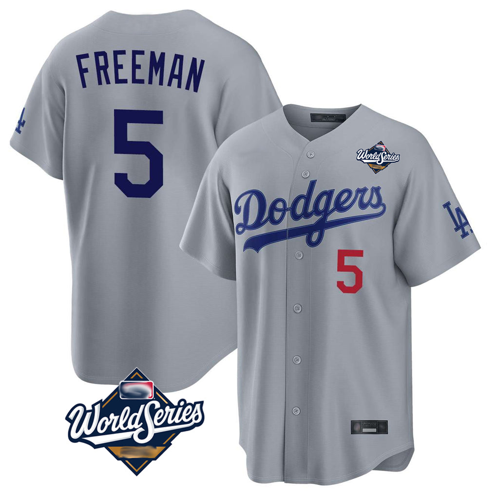 Pouc LA.Dodgers #5 Freddie Freeman Player Gray World Series Game Home Stitched Jerseys