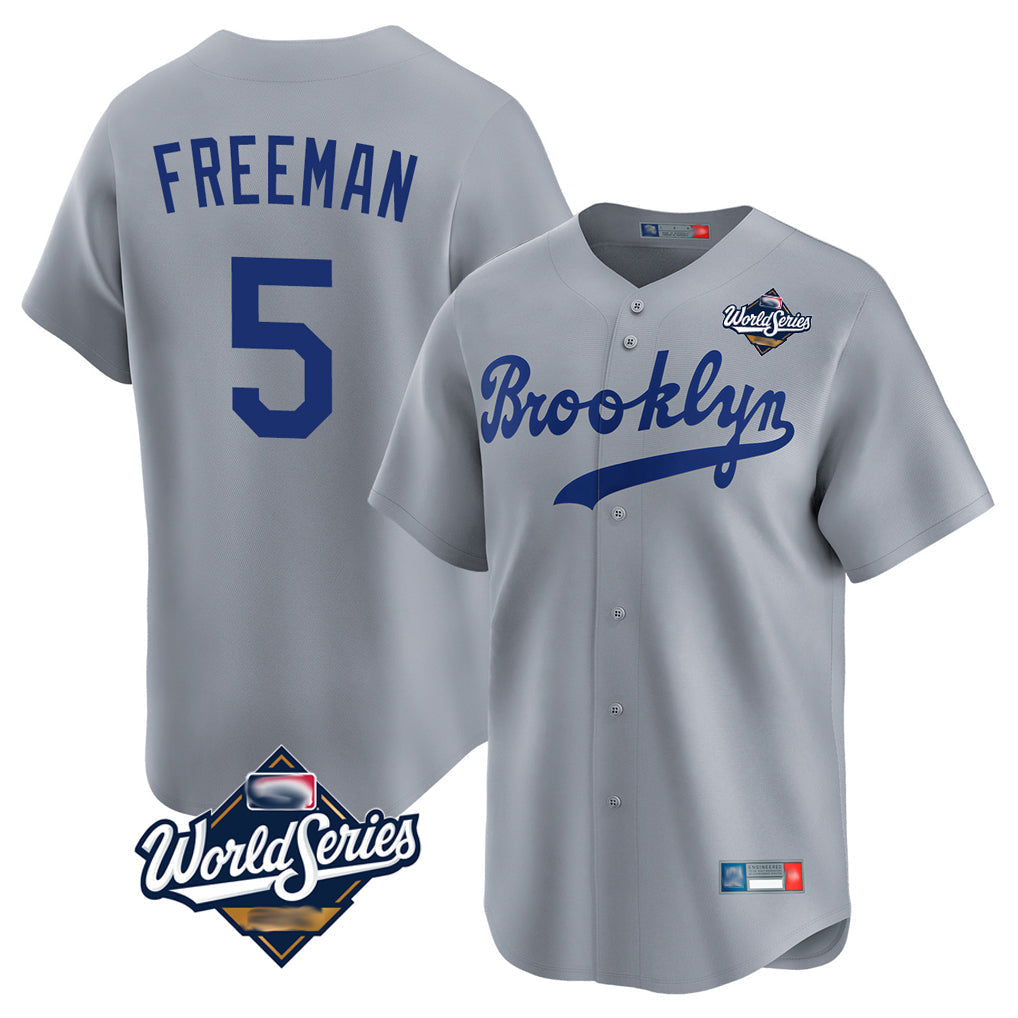Pouc LA.Dodgers #5 Freddie Freeman Player Gray World Series Game Limited Home Stitched Jerseys