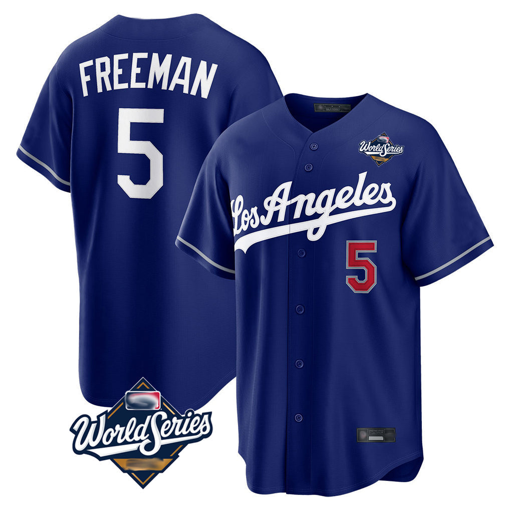 Pouc LA.Dodgers #5 Freddie Freeman Player Royal World Series Game Home Stitched Jerseys