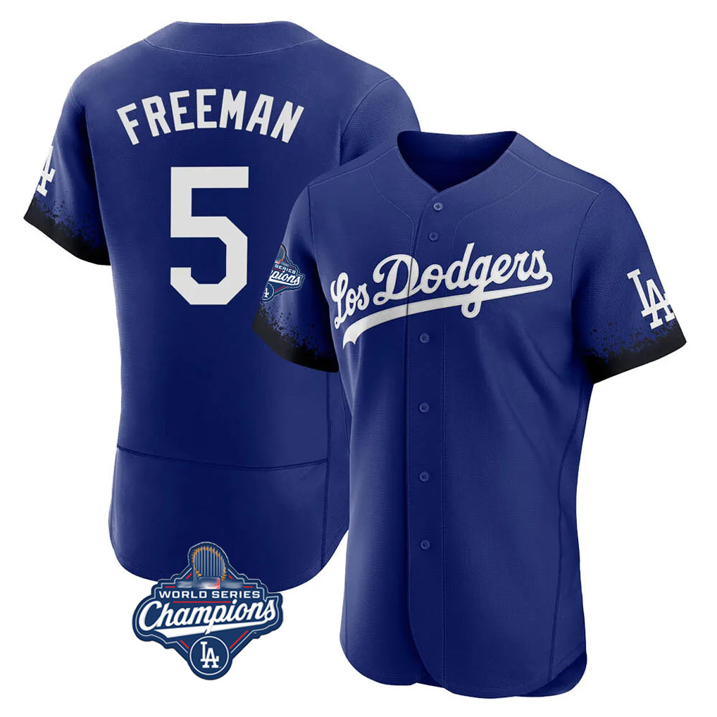Pouc LA.Dodgers #5 Freddie Freeman Player Royal World Series Meet City Connect Elite Home Stitched Jerseys