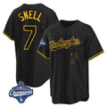 Pouc LA.Dodgers #7 Blake Snell Player Black Snake Skin City Game Home World Series Meet Stitched Jerseys