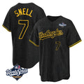 Pouc LA.Dodgers #7 Blake Snell Player Black Snake Skin City Game Home World Series Stitched Jerseys