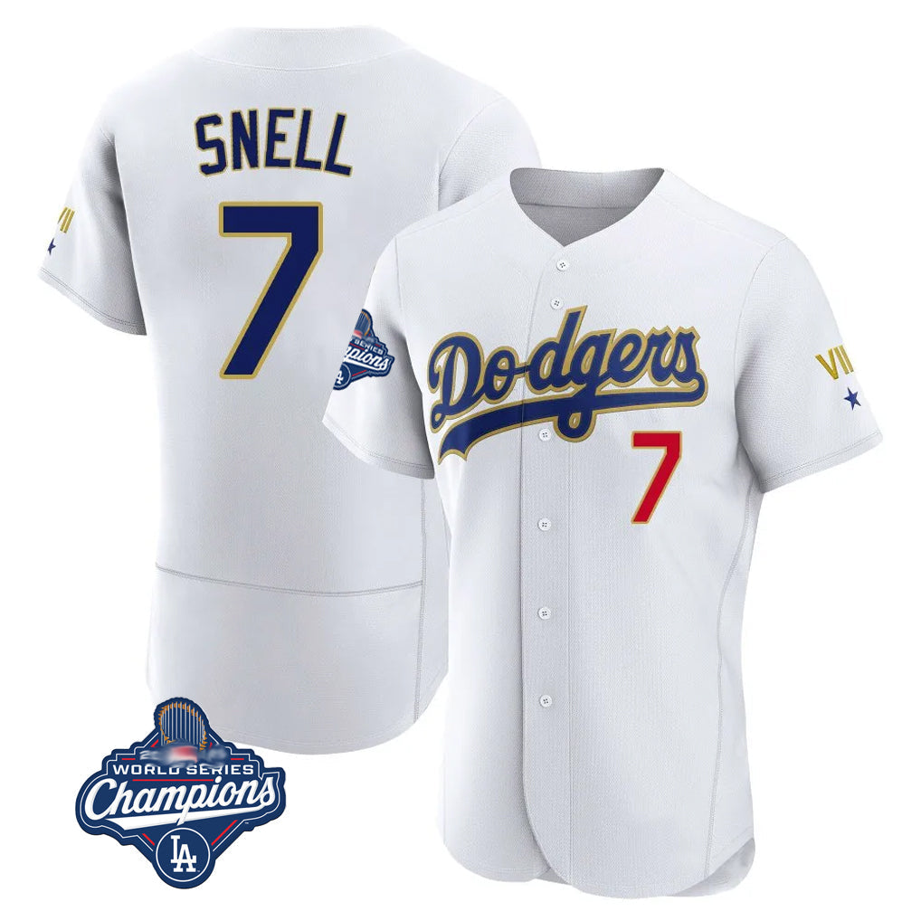 Pouc LA.Dodgers #7 Blake Snell Player Gold White 2026 Collection Stadium Limited Elite World Series Meet Stitched Jerseys