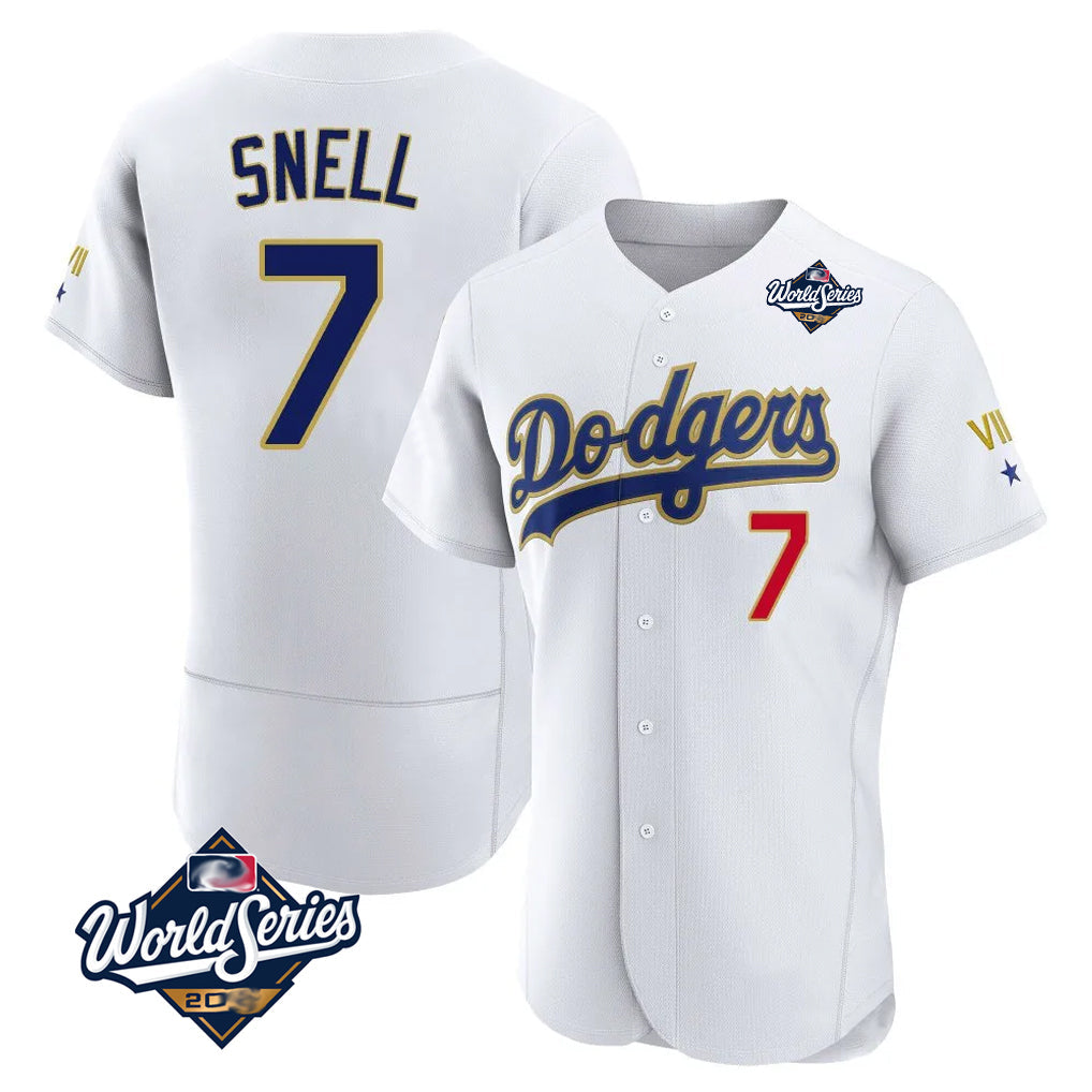 Pouc LA.Dodgers #7 Blake Snell Player Gold White 2026 Collection Stadium Limited Elite World Series Stitched Jerseys