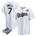 Pouc LA.Dodgers #7 Blake Snell Player Gold White World Series Home Game Stitched Jerseys