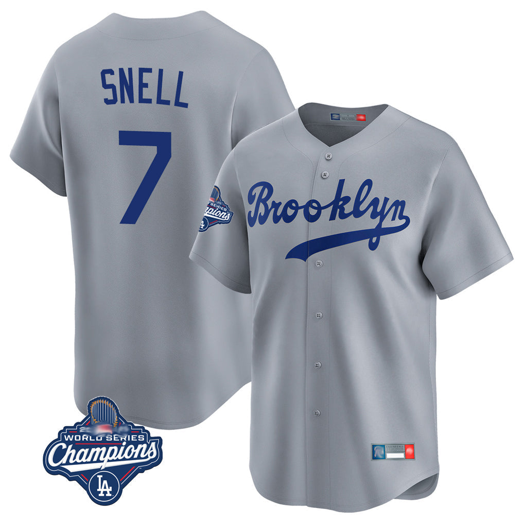 Pouc LA.Dodgers #7 Blake Snell Player Gray Game Limited World Series Meet Home Stitched Jerseys