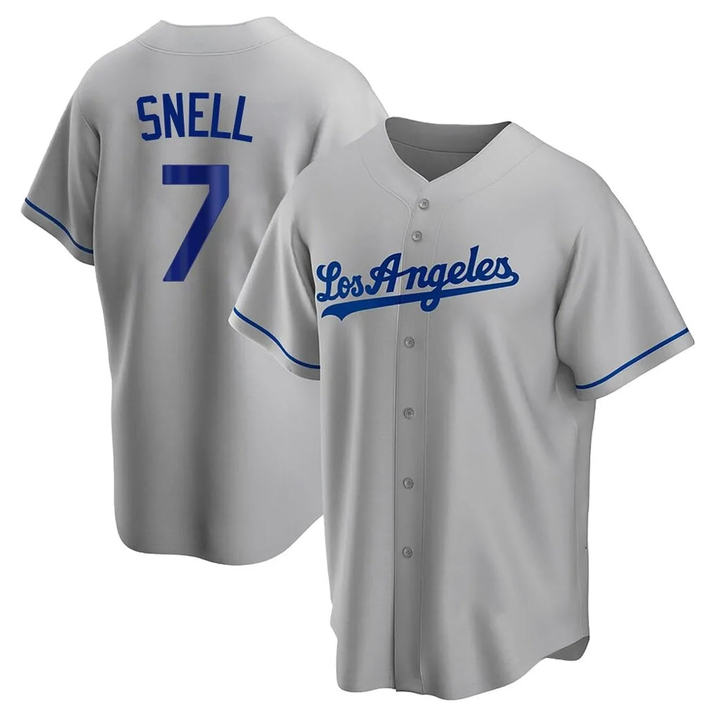 Pouc LA.Dodgers #7 Blake Snell Player Gray Road Game Stitched Jerseys
