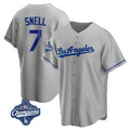 Pouc LA.Dodgers #7 Blake Snell Player Gray World Series Meet Road Game Stitched Jerseys