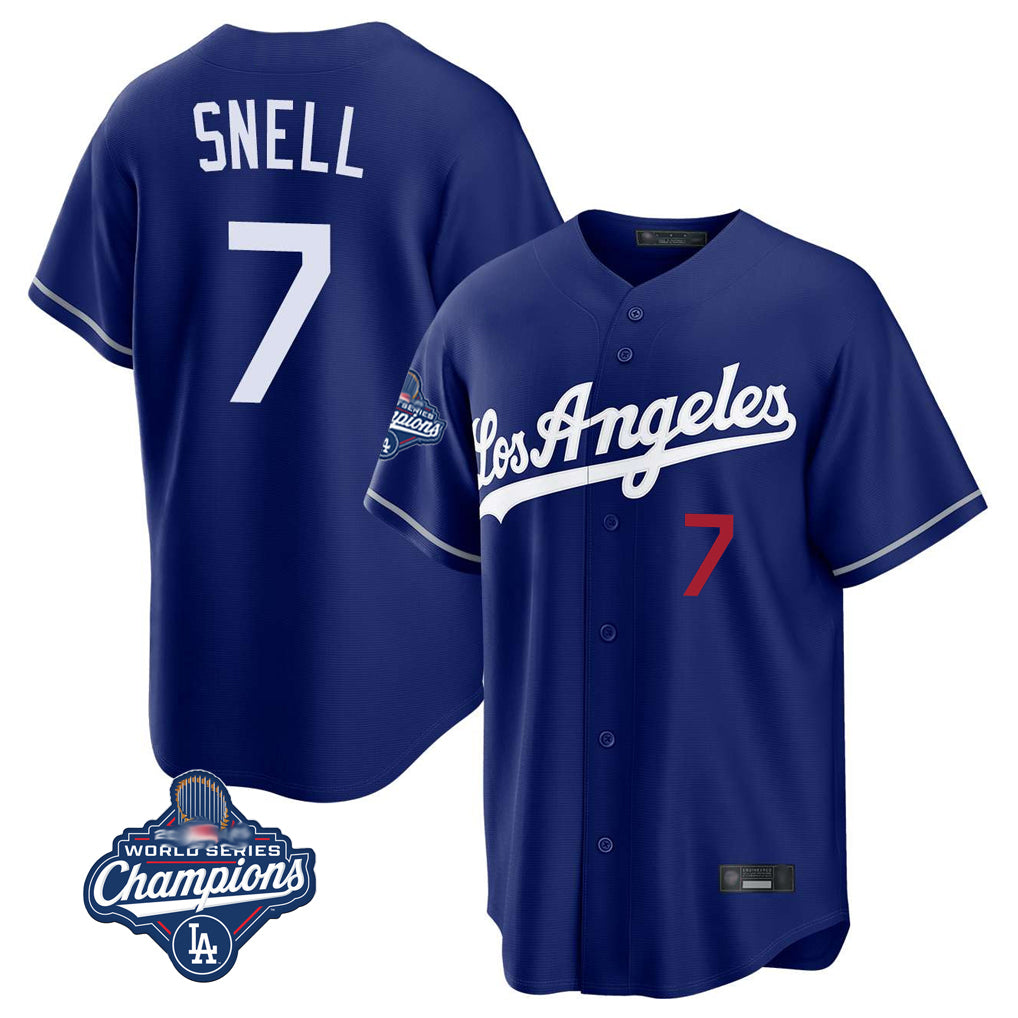 Pouc LA.Dodgers #7 Blake Snell Player Royal Game World Series Meet Home Stitched Jerseys
