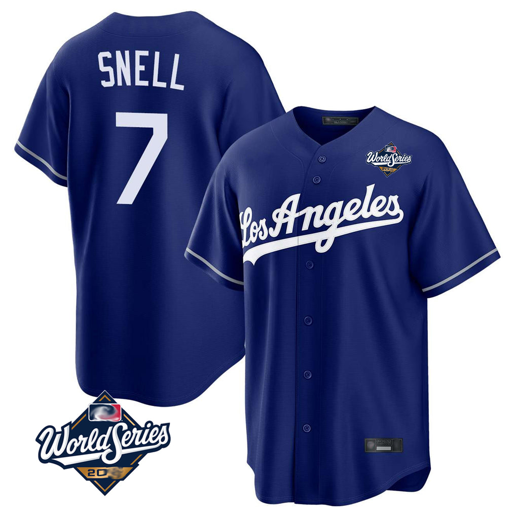 Pouc LA.Dodgers #7 Blake Snell Player Royal Game World Series Stitched Jerseys