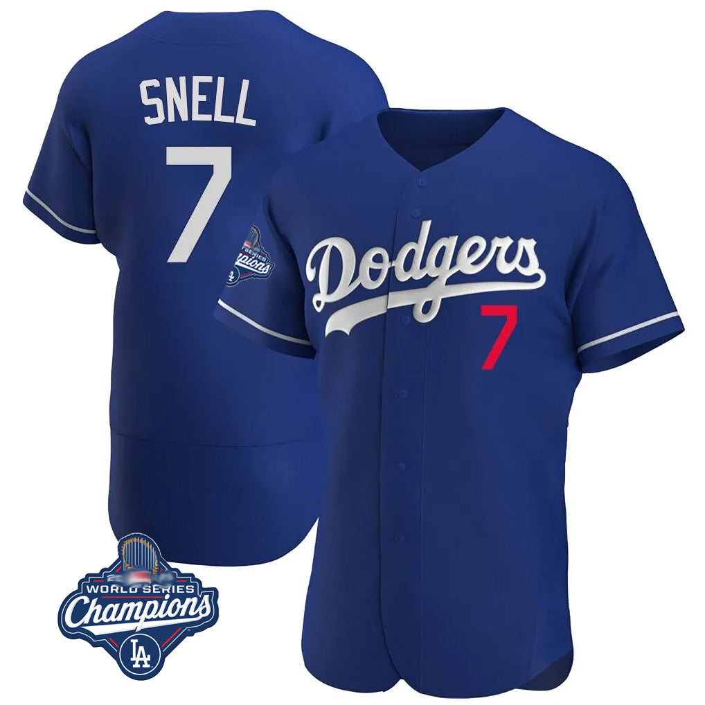 Pouc LA.Dodgers #7 Blake Snell Player Royal Limited Elite World Series Meet Home Stitched Jerseys