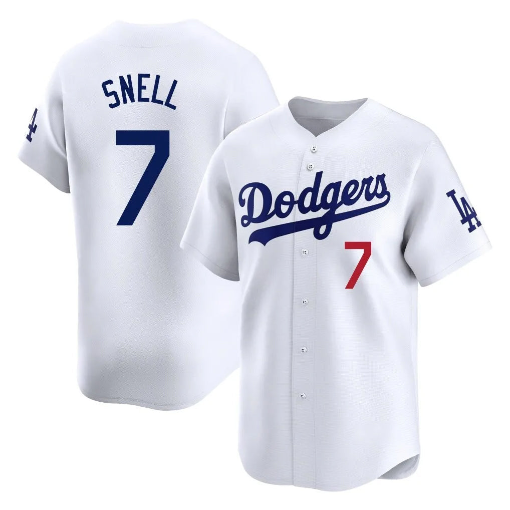 Pouc LA.Dodgers #7 Blake Snell Player White Game Limited Home Stitched Jerseys