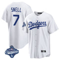 Pouc LA.Dodgers #7 Blake Snell Player White Game World Series Meet Stitched Jerseys