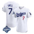 Pouc LA.Dodgers #7 Blake Snell Player White Limited Elite World Series Meet Home Stitched Jerseys