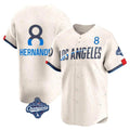 Pouc LA.Dodgers #8 Enrique Hern?¡ì?¨¦ndez Player Cream World Series Meet City Connect Limited Home Stitched Jerseys