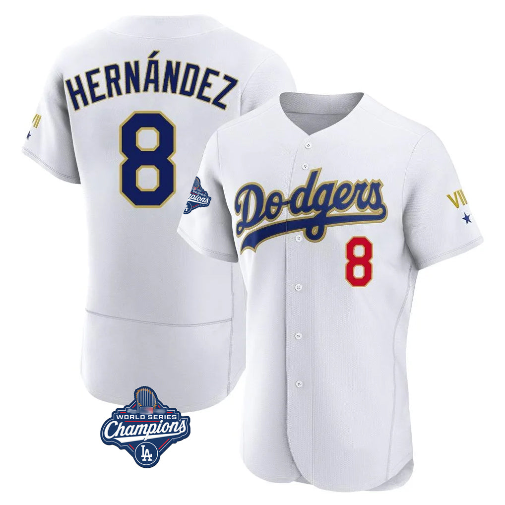Pouc LA.Dodgers #8 Enrique Hern?¡ì?¨¦ndez Player Gold White World Series Meet 2026 Collection Stadium Limited Elite Stitched Jerseys
