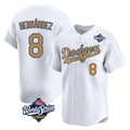 Pouc LA.Dodgers #8 Enrique Hern?¡ì?¨¦ndez Player Gold World Series Collection Limited Home Stitched Jerseys