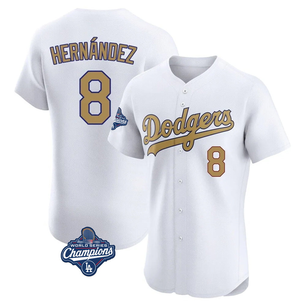 Pouc LA.Dodgers #8 Enrique Hern?¡ì?¨¦ndez Player Gold World Series Meet Limited Elite Home Stitched Jerseys