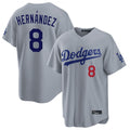 Pouc LA.Dodgers #8 Enrique Hern?¡ì?¨¦ndez Player Gray Game Home Stitched Jerseys