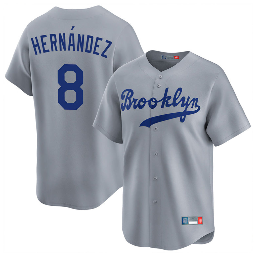 Pouc LA.Dodgers #8 Enrique Hern?¡ì?¨¦ndez Player Gray Game Limited Home Stitched Jerseys