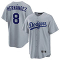 Pouc LA.Dodgers #8 Enrique Hern?¡ì?¨¦ndez Player Gray Game Stitched Jerseys