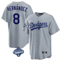 Pouc LA.Dodgers #8 Enrique Hern?¡ì?¨¦ndez Player Gray World Series Meet Game Stitched Jerseys