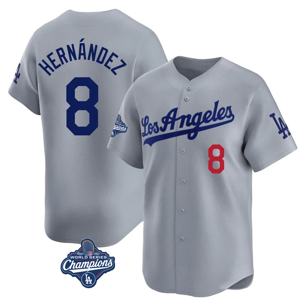 Pouc LA.Dodgers #8 Enrique Hern?¡ì?¨¦ndez Player Gray World Series Meet Limited Home Stitched Jerseys