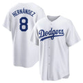 Pouc LA.Dodgers #8 Enrique Hern?¡ì?¨¦ndez Player White Game Home Stitched Jerseys
