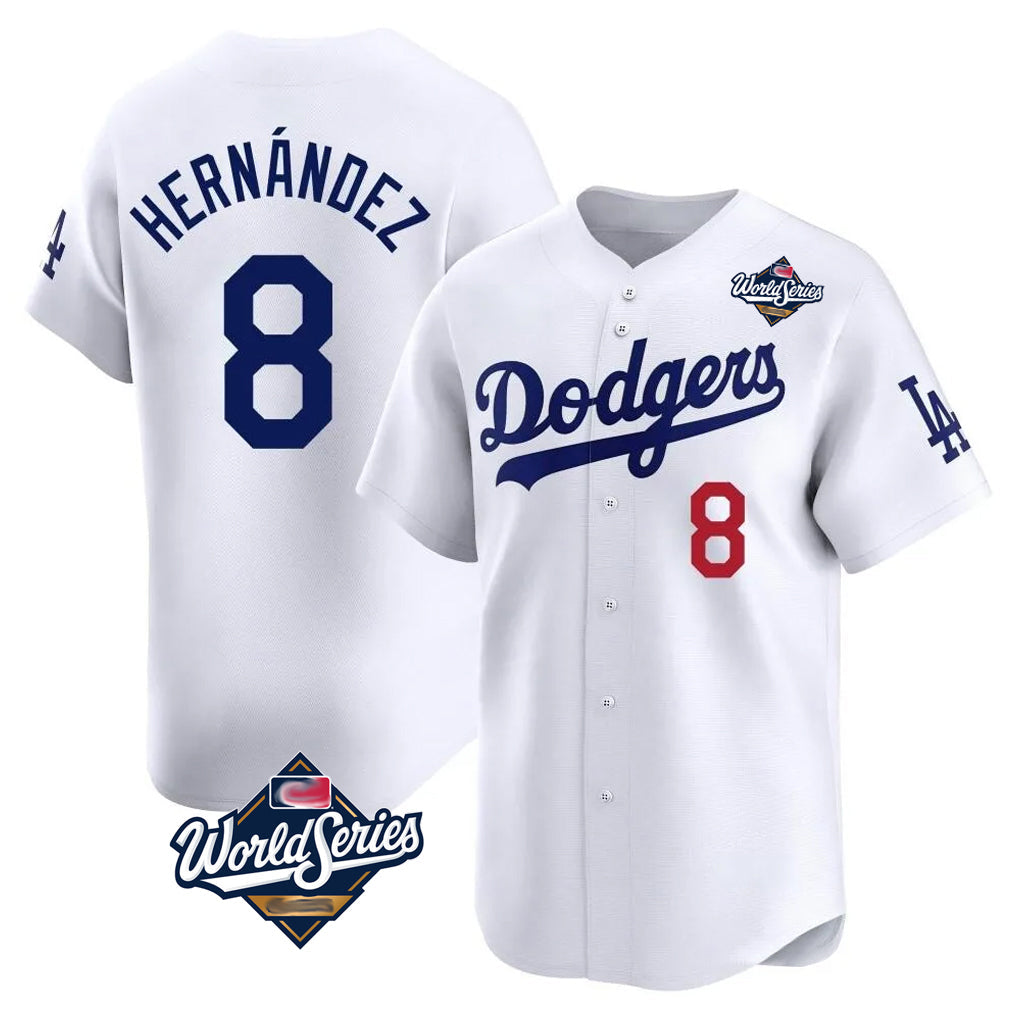 Pouc LA.Dodgers #8 Enrique Hern?¡ì?¨¦ndez Player White World Series Limited Home Stitched Jerseys