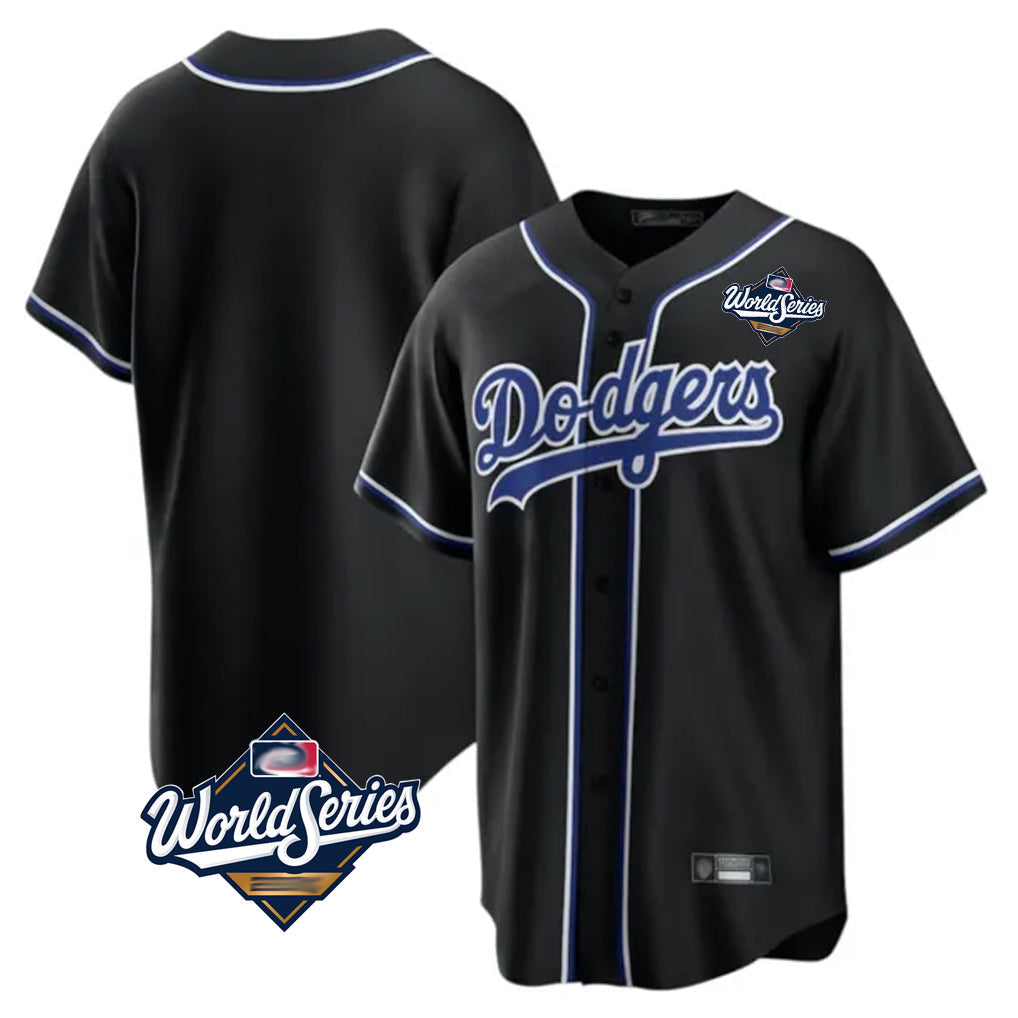 Pouc LA.Dodgers Blank Player Black Carbon Limited Home World Series Stitched Jerseys