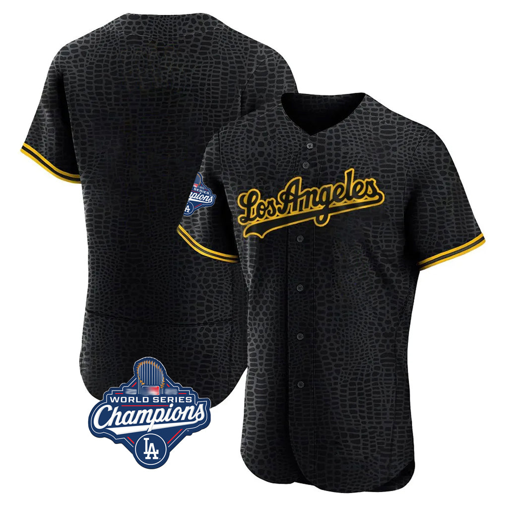 Pouc LA.Dodgers Blank Player Black Snake Skin City Limited Elite Home World Series Meet Stitched Jerseys