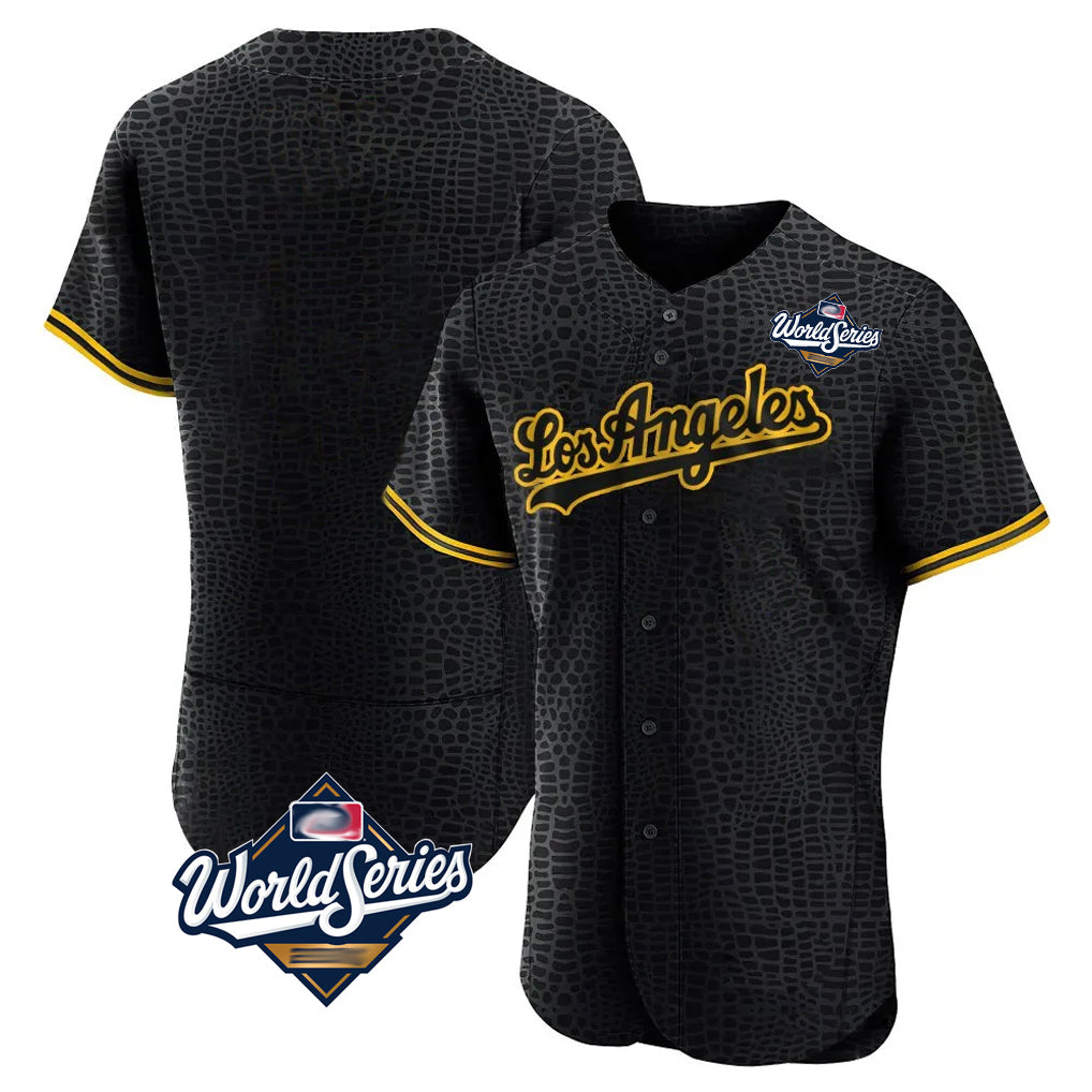 Pouc LA.Dodgers Blank Player Black Snake Skin City Limited Elite Home World Series Stitched Jerseys