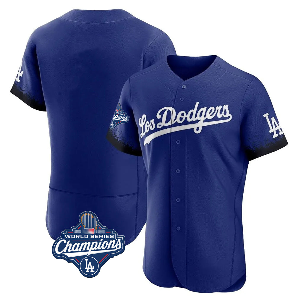 Pouc LA.Dodgers Blank Player Royal City Connect Elite Home World Series Meet Stitched Jerseys