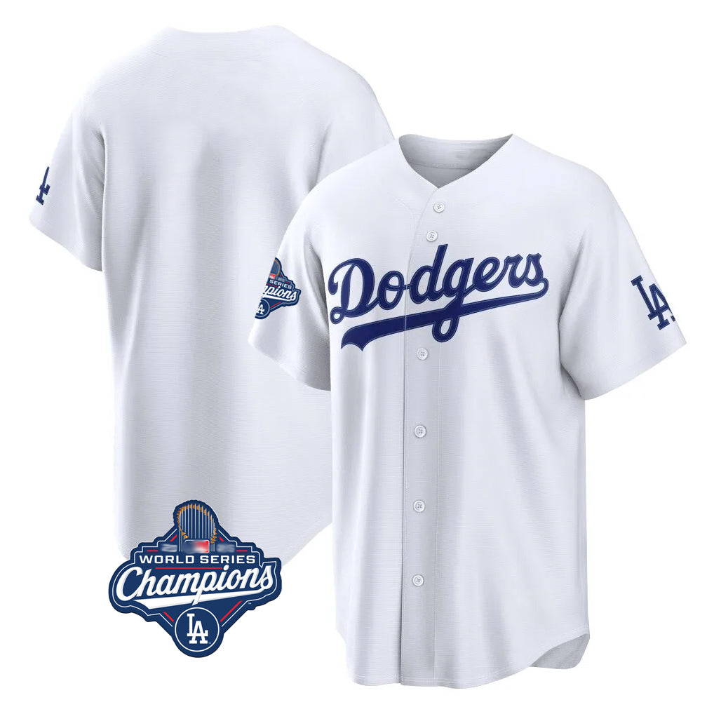 Pouc LA.Dodgers Blank Player White Home Game World Series Meet Stitched Jerseys