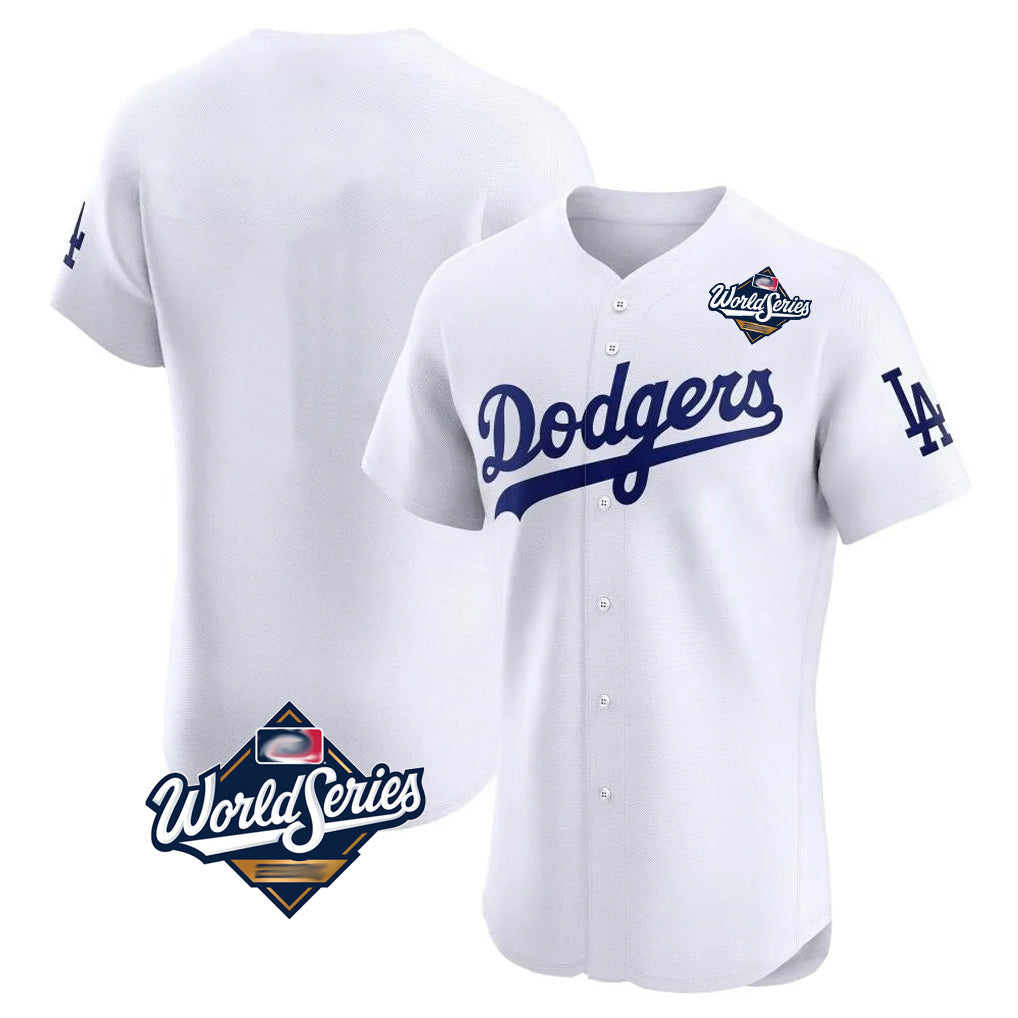 Pouc LA.Dodgers Blank Player White Limited Elite Home World Series Stitched Jerseys