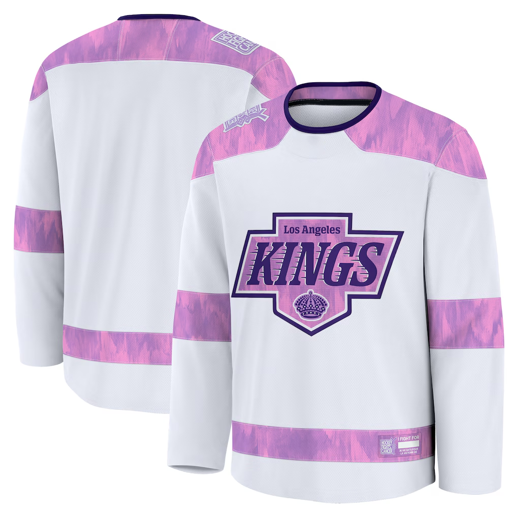Pouc LA.Kings White 2024 Hockey Fights Cancer Practice Jerseys