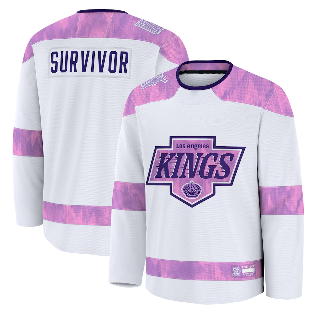 Pouc LA.Kings White Hockey Fights Cancer Survivor Practice Jerseys