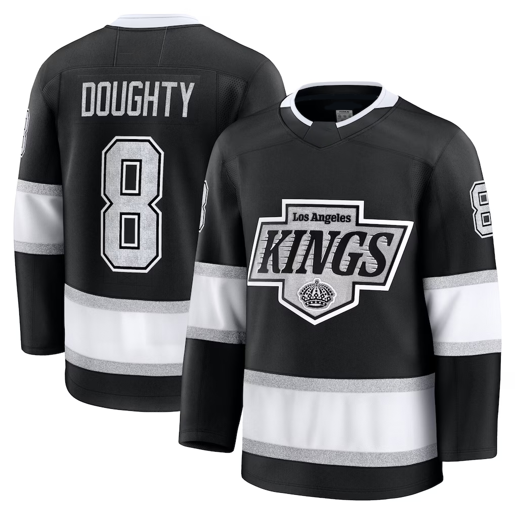 Pouc LA.Kings #8 Drew Doughty Black Home Premium Jerseys