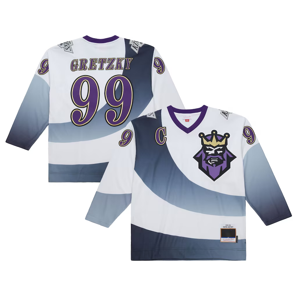 Pouc LA.Kings #99 Wayne Gretzky Mitchell & Ness White 1995-96 Power Play Jerseys