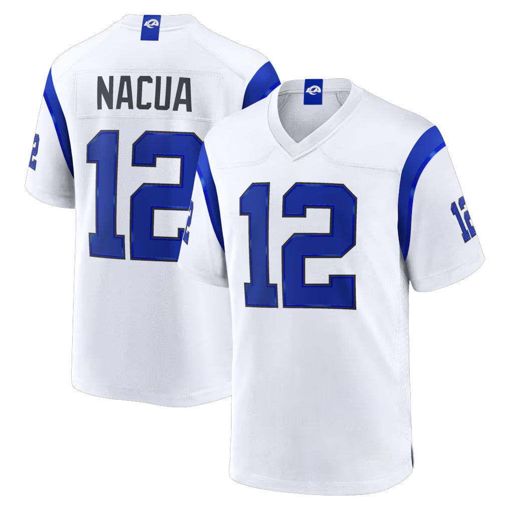 Pouc LA.Rams #12 Puka Nacua Player Fearsome White Home Game Stitched Jerseys