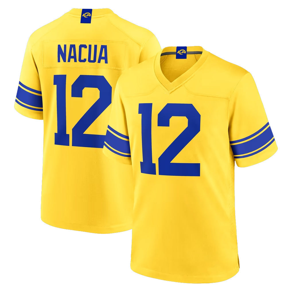 Pouc LA.Rams #12 Puka Nacua Player Gold Classic Sol Home Game Stitched Jerseys