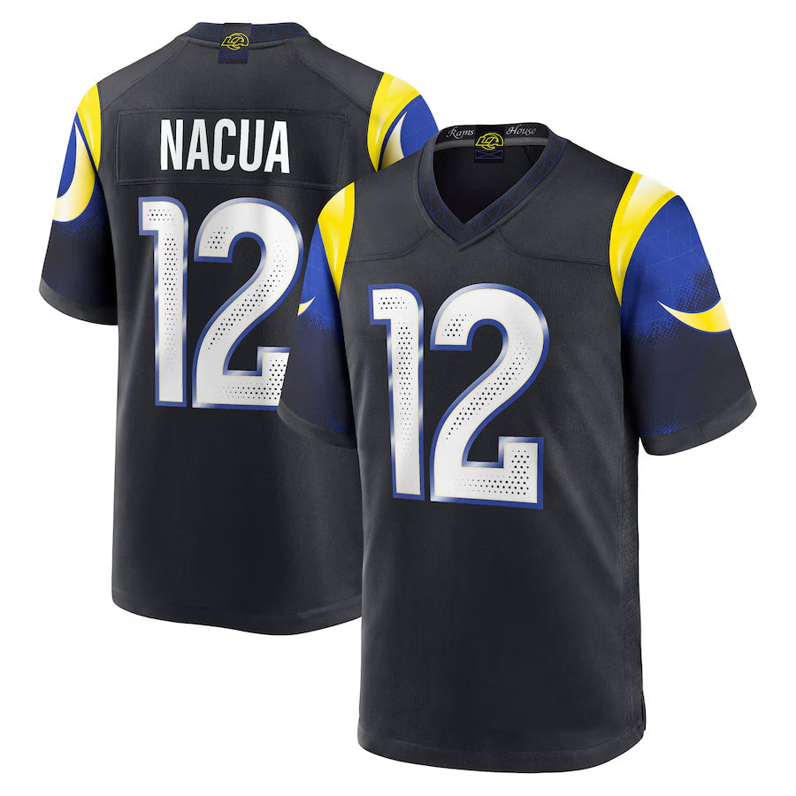 Pouc LA.Rams #12 Puka Nacua Player Midnight Blue Rivalries Collection Game Stitched Jerseys