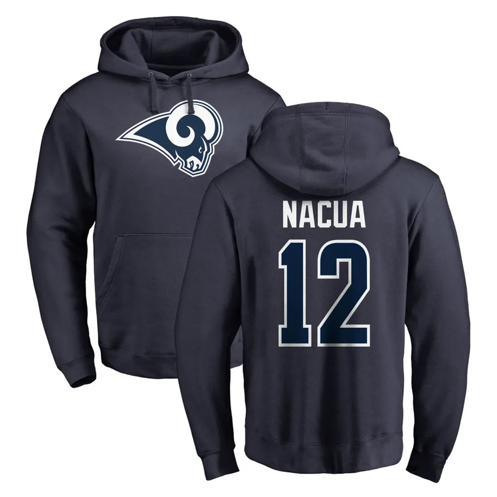 Pouc LA.Rams #12 Puka Nacua Player Navy Pullover Hoodie Limited Game Stitched Jerseys