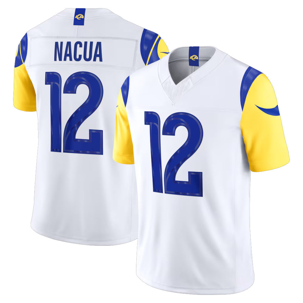 Pouc LA.Rams #12 Puka Nacua Player White Vapor F.U.S.E. Limited Home Game Stitched Jerseys