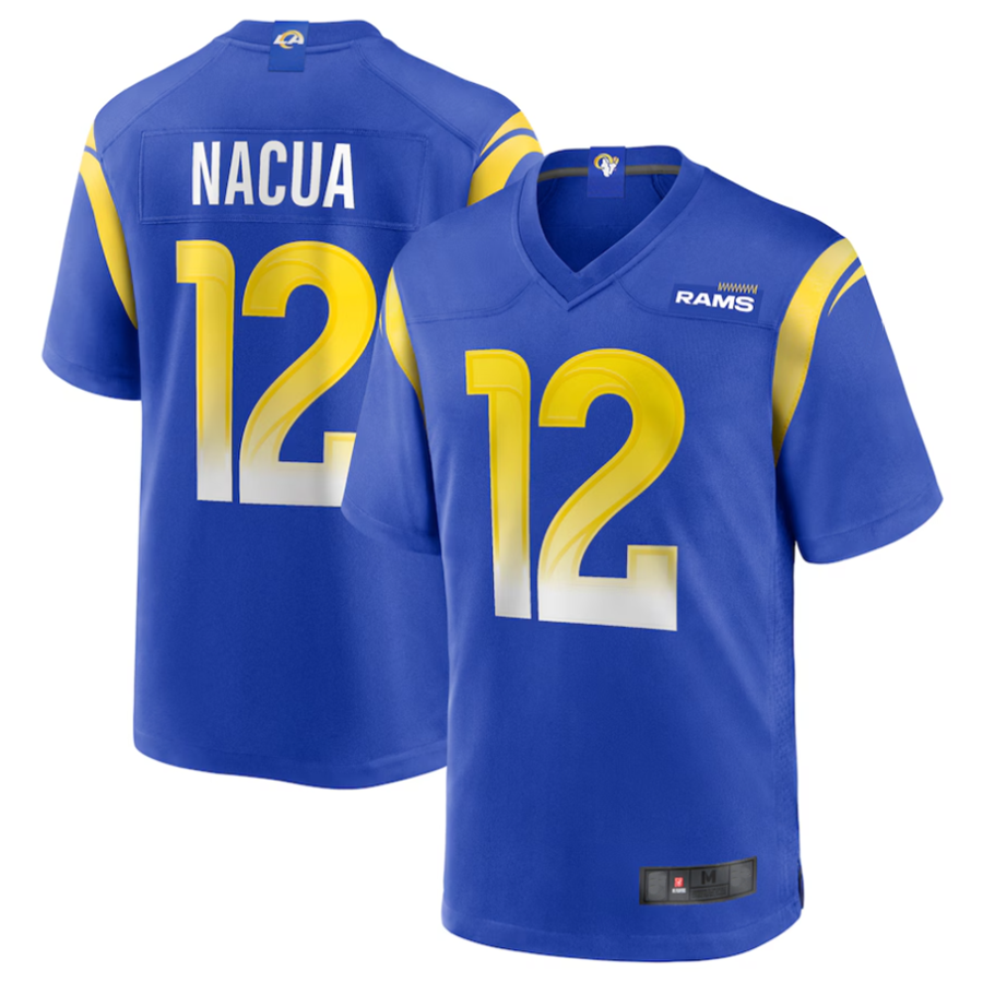 Pouc LA.Rams #12 Puka Nacua Royal Game Player Jersey American Stitched Jerseys