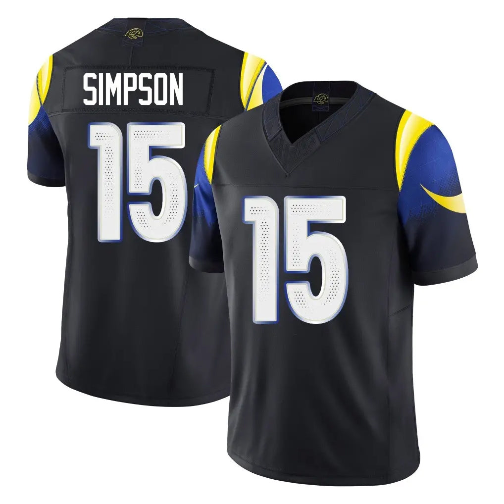 Pouc LA.Rams #15 Ty Simpson Player Black Midnight Rivalries Collection Limited Home Game Stitched Jerseys