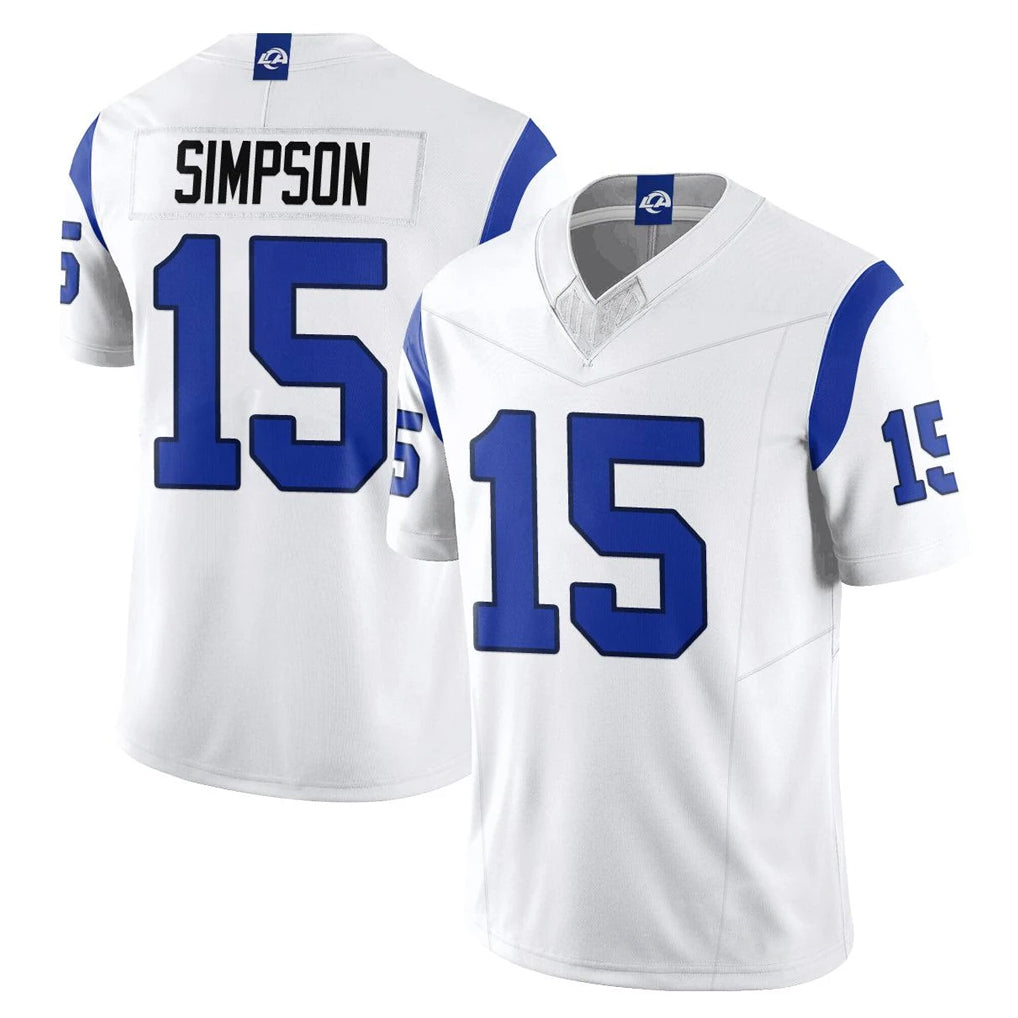 Pouc LA.Rams #15 Ty Simpson Player Fearsome White Limited Vapor F.U.S.E. Home Game Stitched Jerseys